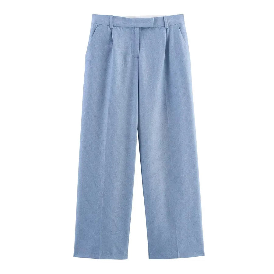 Women's Short Sleeve Blazer & Pleated Pants Set