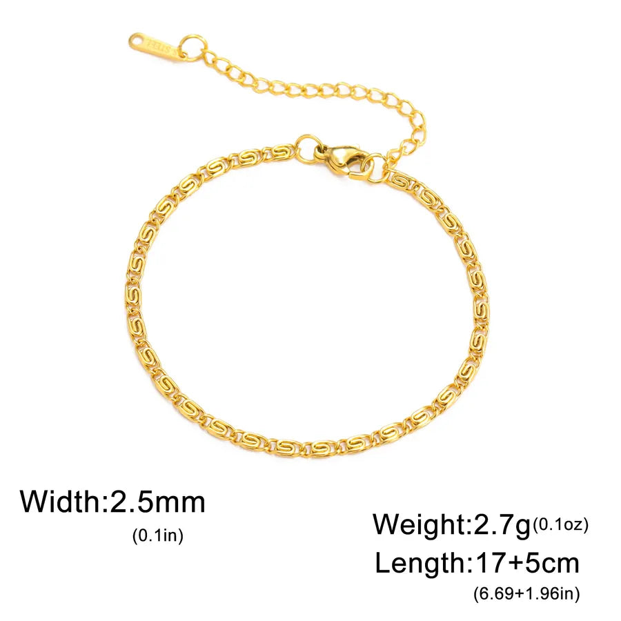 Gold Stainless Steel Cuban Link Bracelet Gold Paperclip Shape Chain