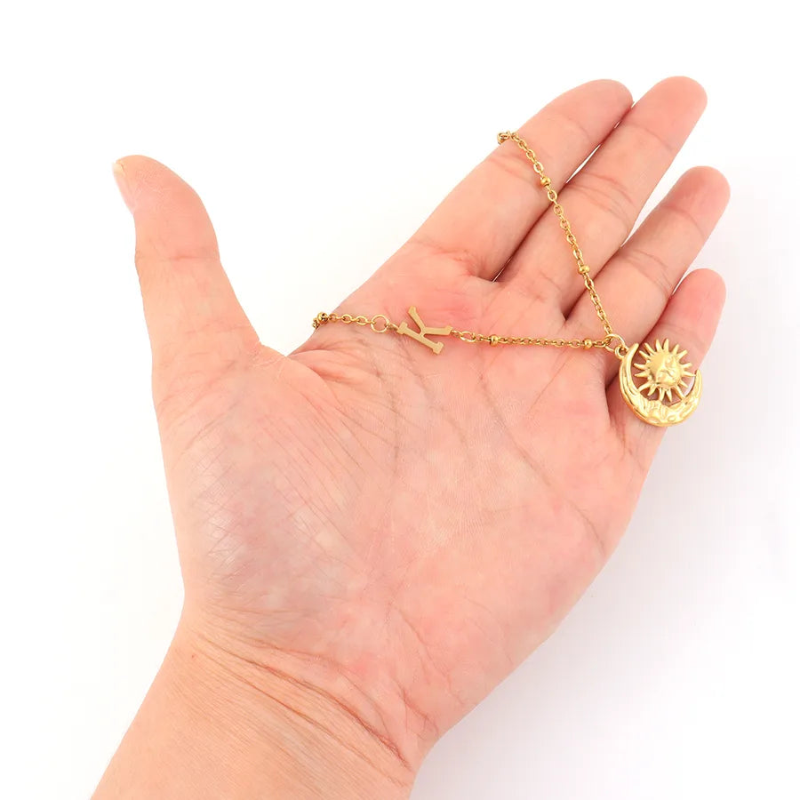 18K Gold Plated Sun & Moon Pendant Necklace