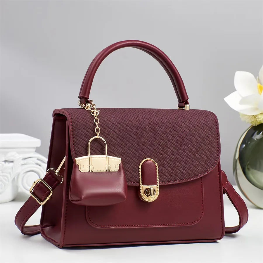 Retro PU Leather Crossbody & Shoulder Bag Set Red
