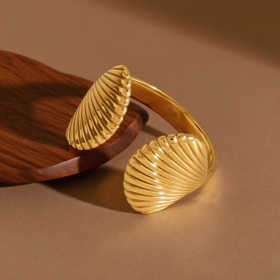 Hollow Seahorse Ring in Stainless Steel Z0202-Two Shells-Ring- Gold