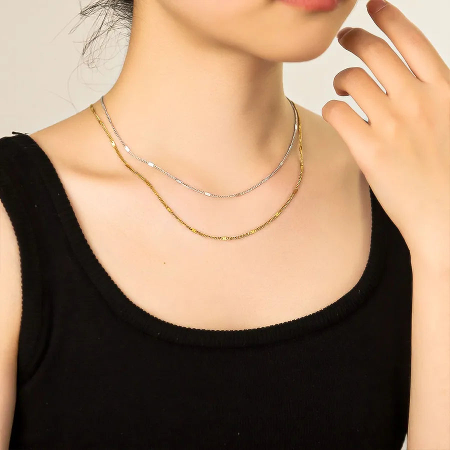 18K Gold Geometric Titanium Steel Necklace