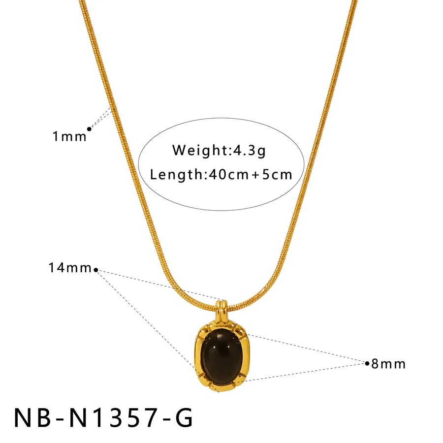 Gold Geometric Pendant Necklace with Shell & Zircon NB-N1357-G