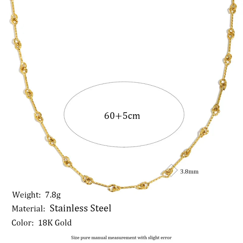 18K Gold Plated Layered Geometric Chain Necklace Joint Small Chain 60+5CM - Gold