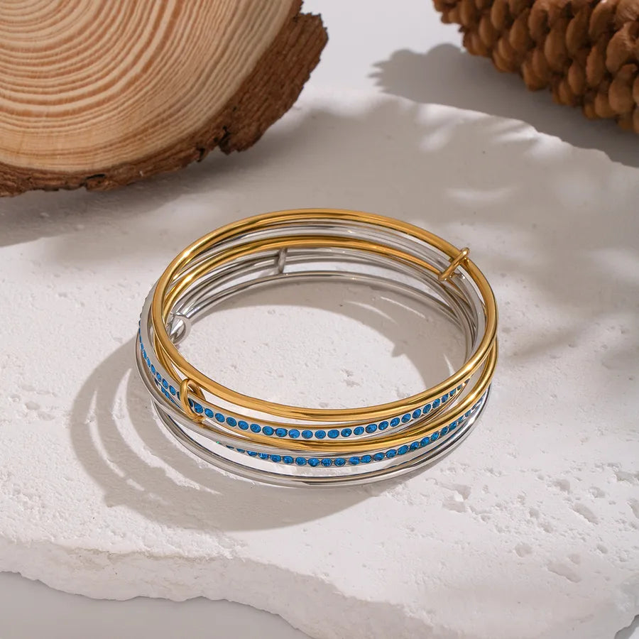 Gold Zircon Geometric Link Bracelet for Women