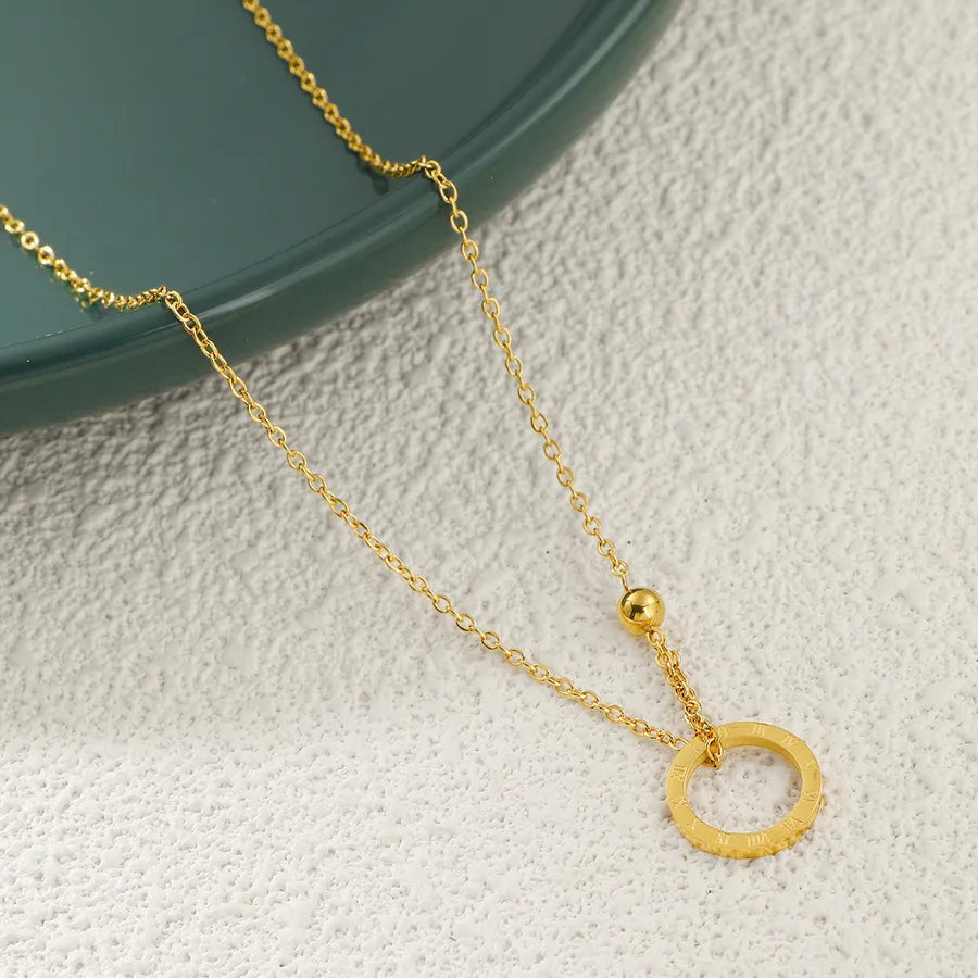 Minimalist Roman Numeral Ring Pendant Necklace