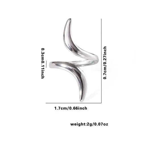 Titanium Steel Fish Tail Ring for Women Adjustable Opening TYR0380$