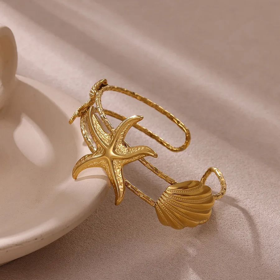 Sunflower Open Bangle in Stainless Steel