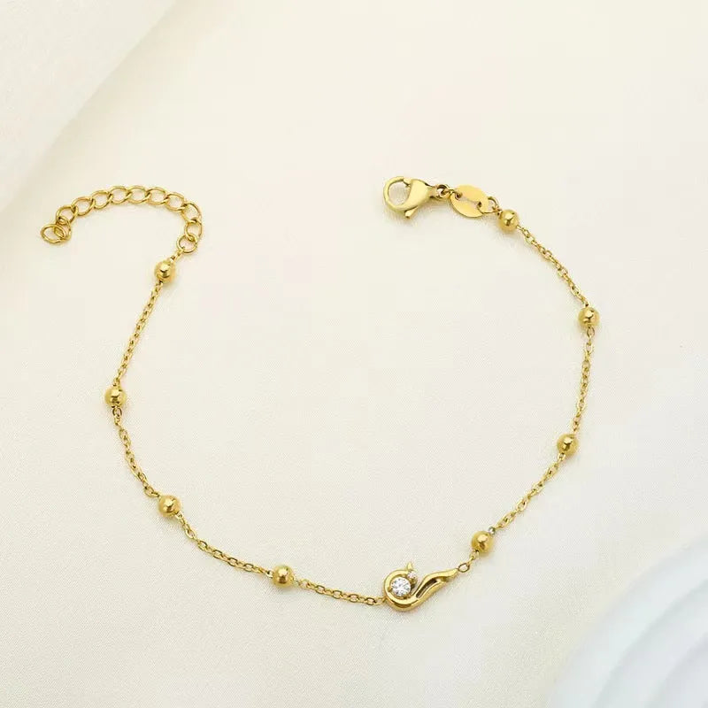 Four-Leaf Clover Zircon Titanium Bracelet B0019 Peacock Bracelet