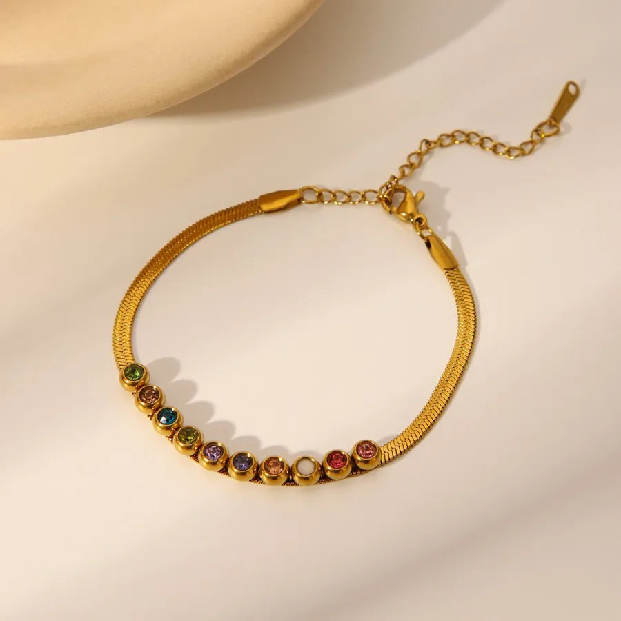 Gold Heart Double Ring Bracelet for Women W1336A 18k