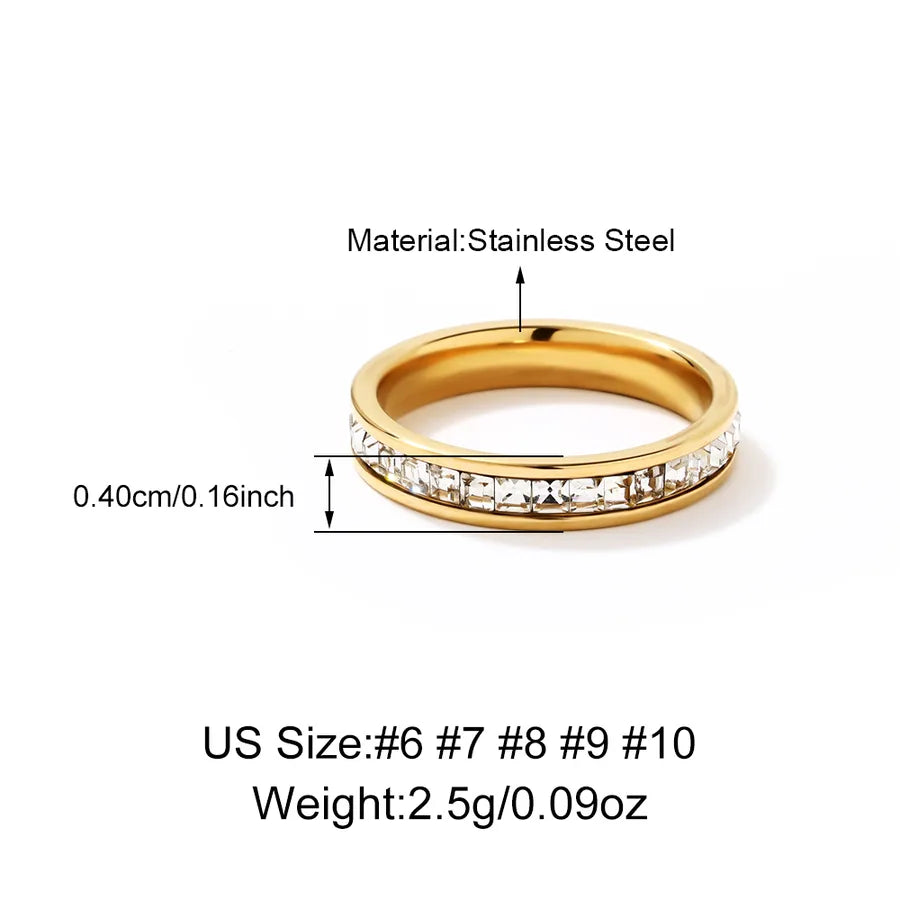 18K Gold Plated Square Zircon Stackable Ring Gold 8