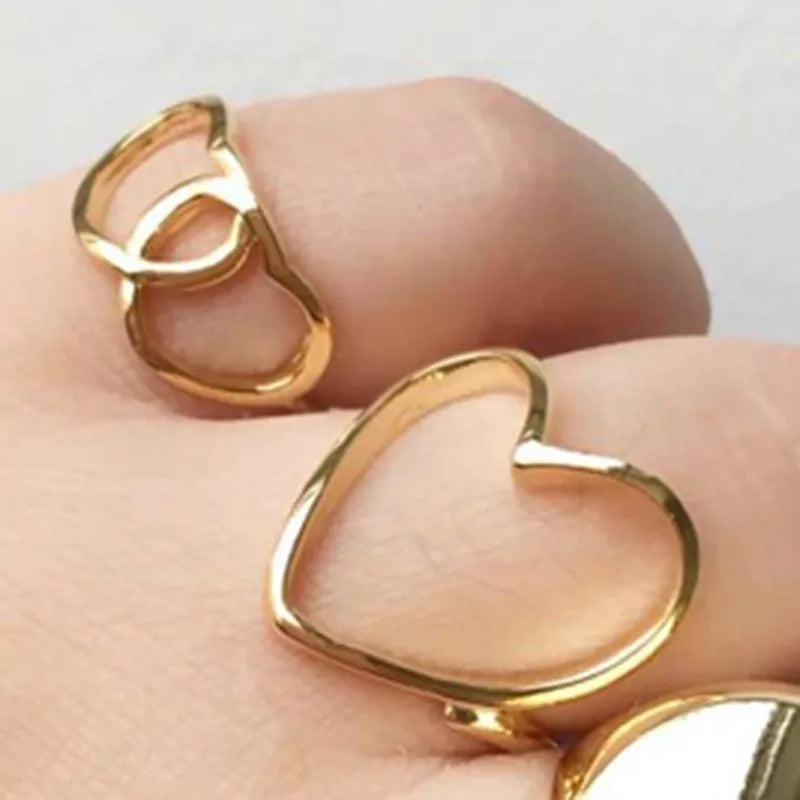 18K Gold Plated Hollow Heart Titanium Ring