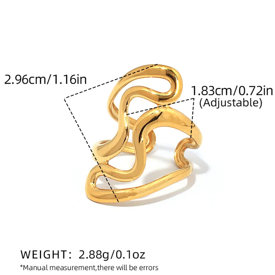 18K Gold Plated Geometric Stainless Steel Ring