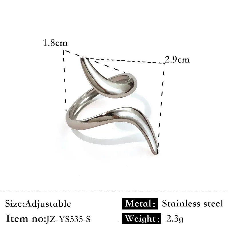 18K Gold Geometric Twist Stainless Steel Ring Silver JZ-YS535