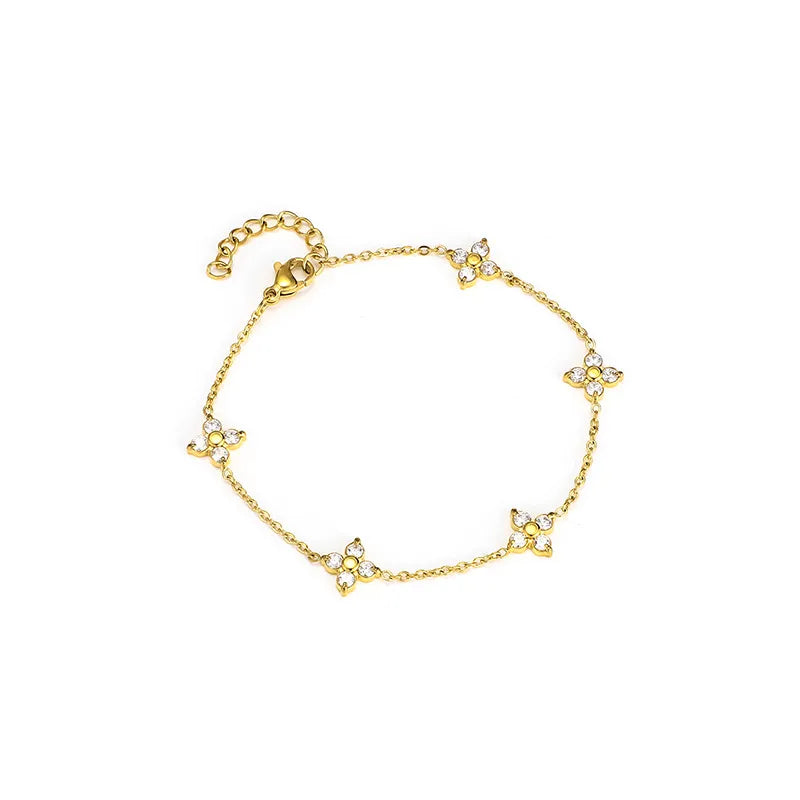 Four Leaf Clover Starry Sky Bracelet B0001G Gold Four-leaf Clover Bracelet