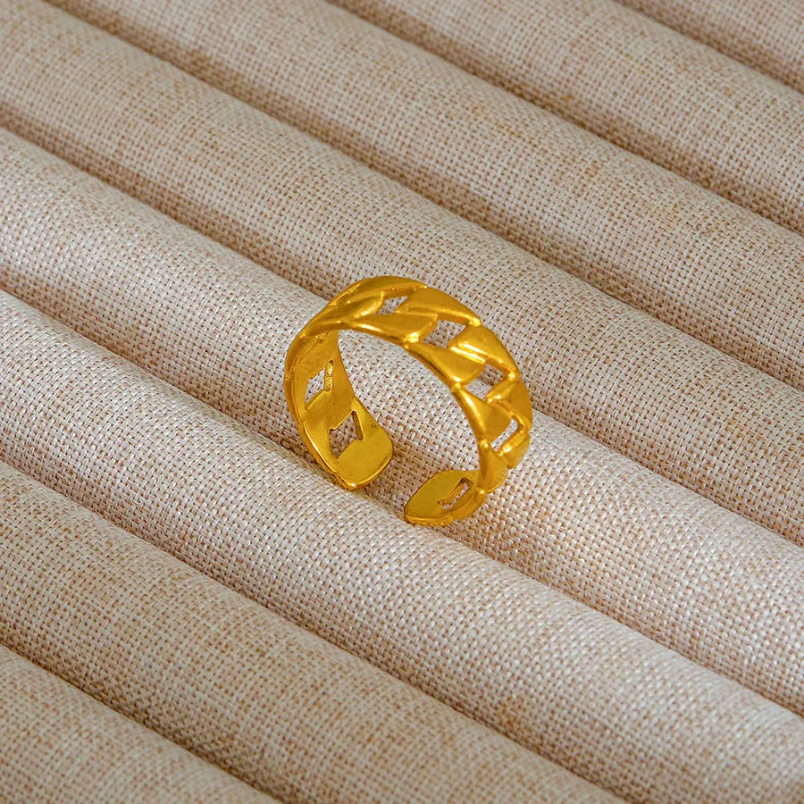 Adjustable 18K Gold Stainless Steel Ring 210