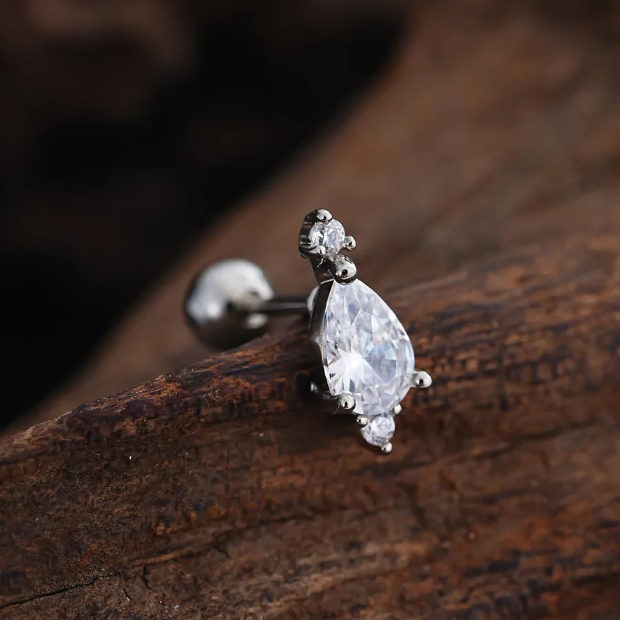 Stainless Steel Zirconia Stud Earrings 3450 Silver Ear Studs