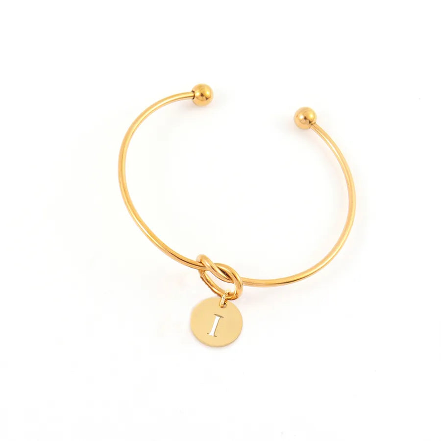 Gold Plated Stainless Steel Initial Heart Bracelet Gold I