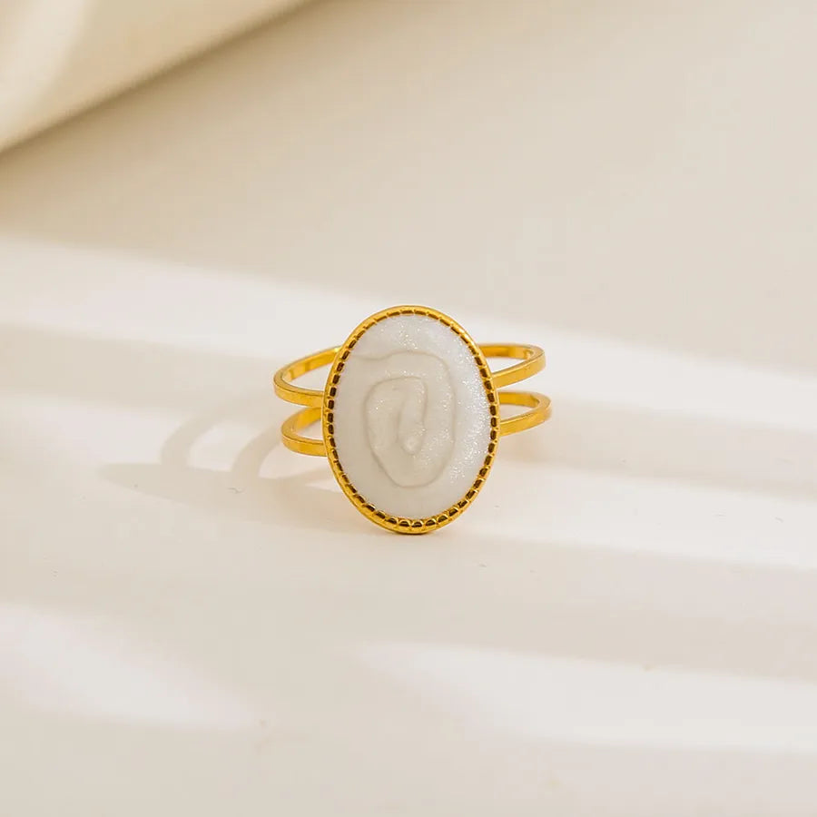 Unisex Gold-Plated Enamel Open Ring 87