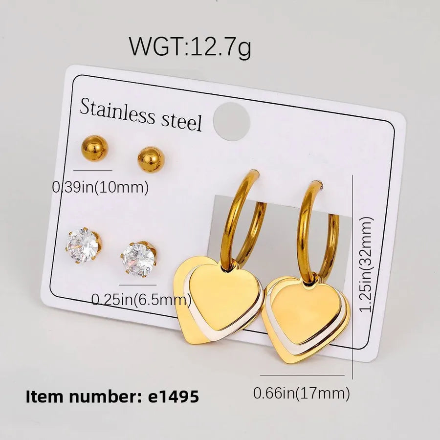 18K Gold Plated Star & Heart Drop Earrings E-1495