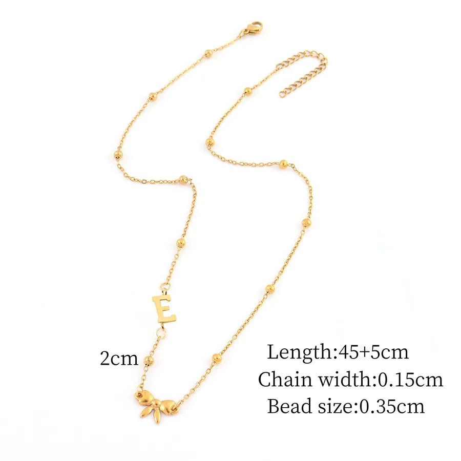 Gold Butterfly Knot Pendant Necklace Gold E