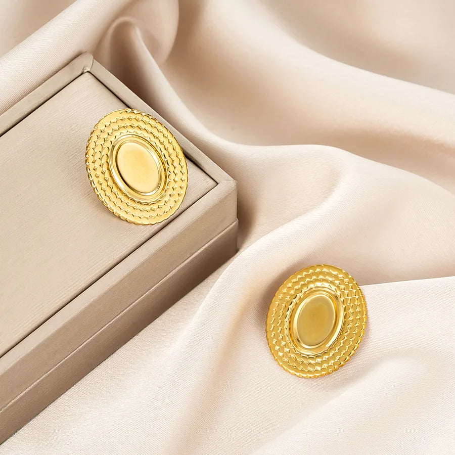 Irregular 18K Gold Plated Stainless Steel Earrings E1371-A (Gold Stud Earrings Pairs)