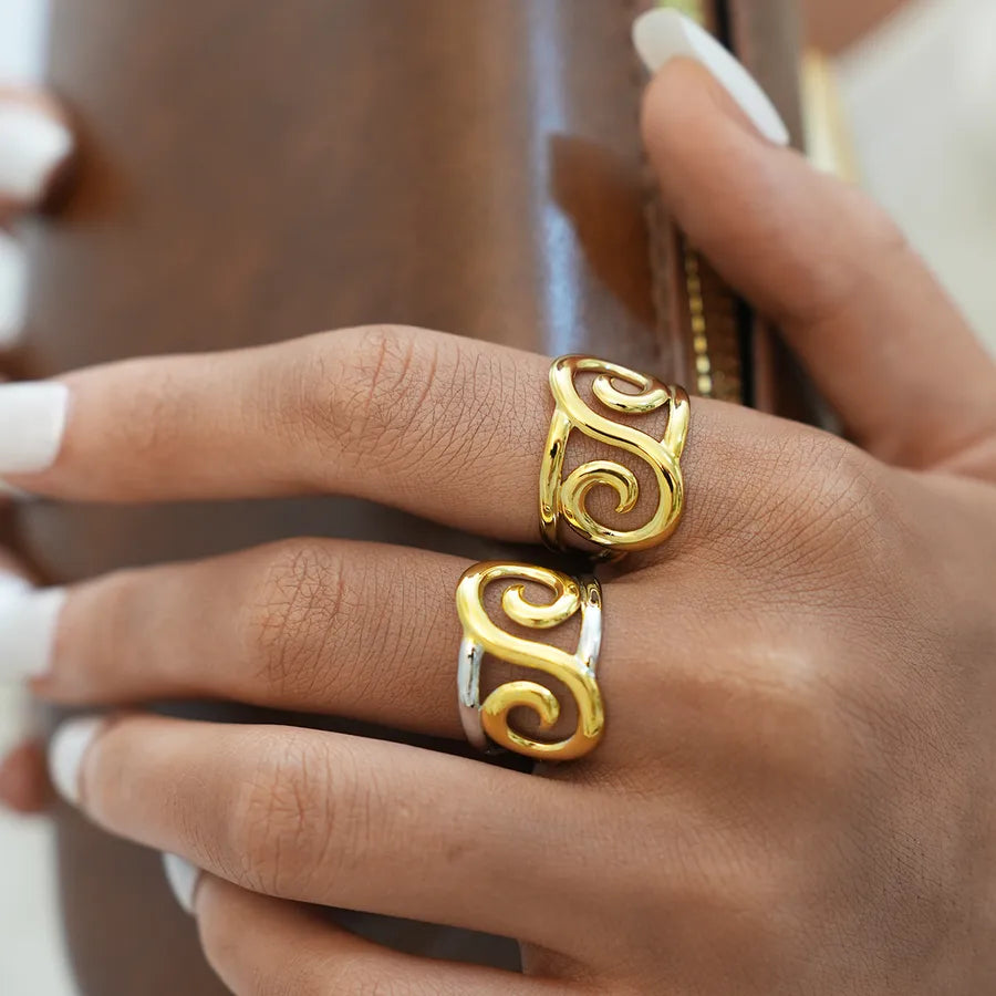 18K Gold Plated Stainless Steel Adjustable Ring