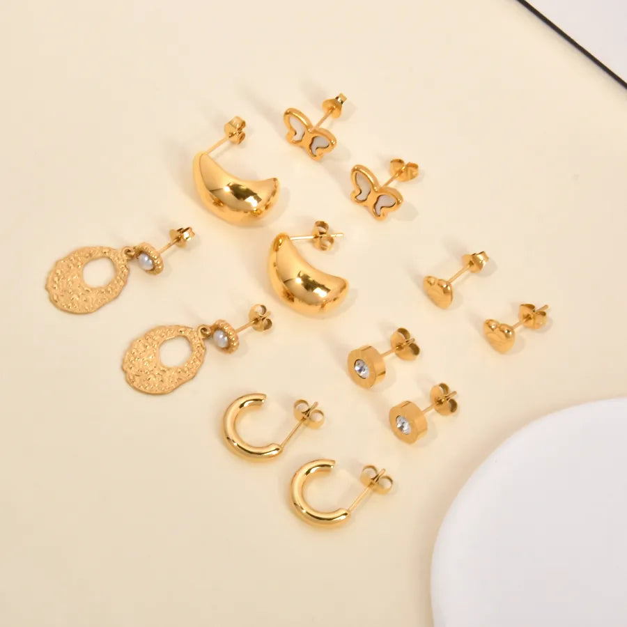 18K Gold Plated Titanium Steel Stud Earrings