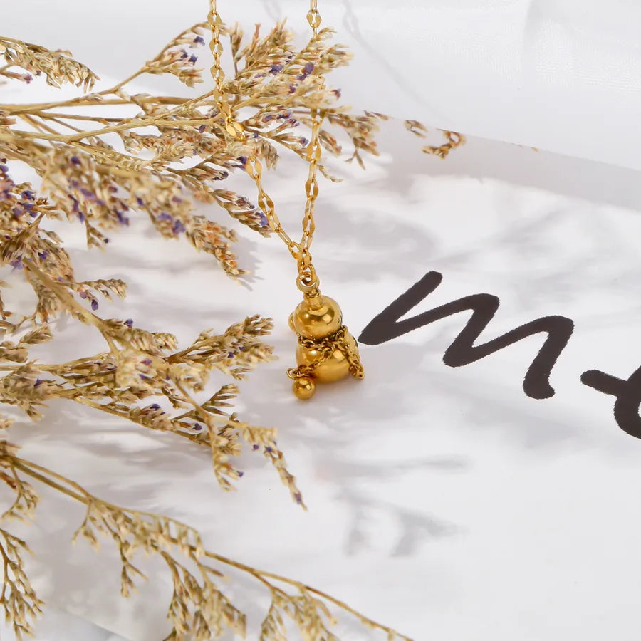 18K Gold Gourd Pendant Necklace – Stainless Steel
