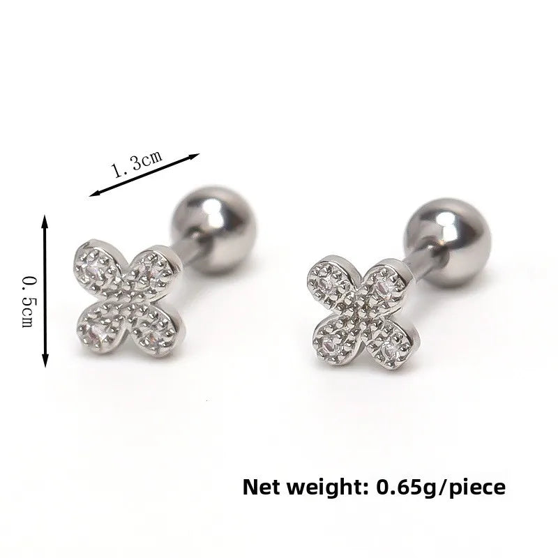Boho Flower Diamond Stud Earrings for Women