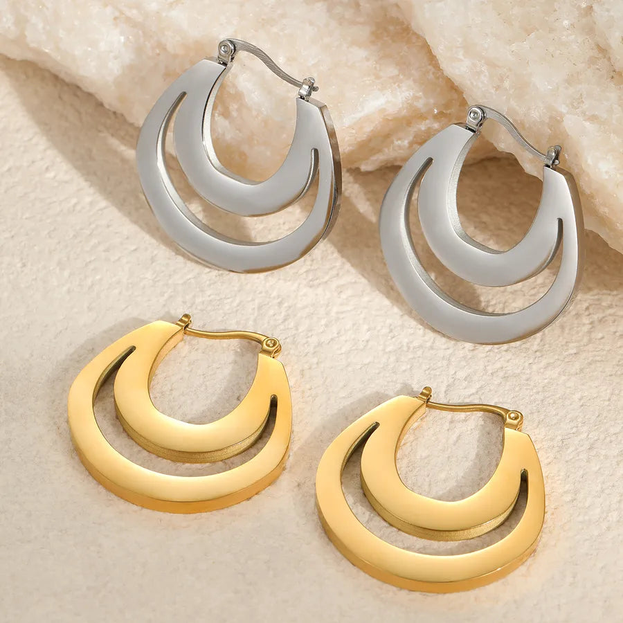 18K Gold Plated Geometric Stainless Steel Earrings