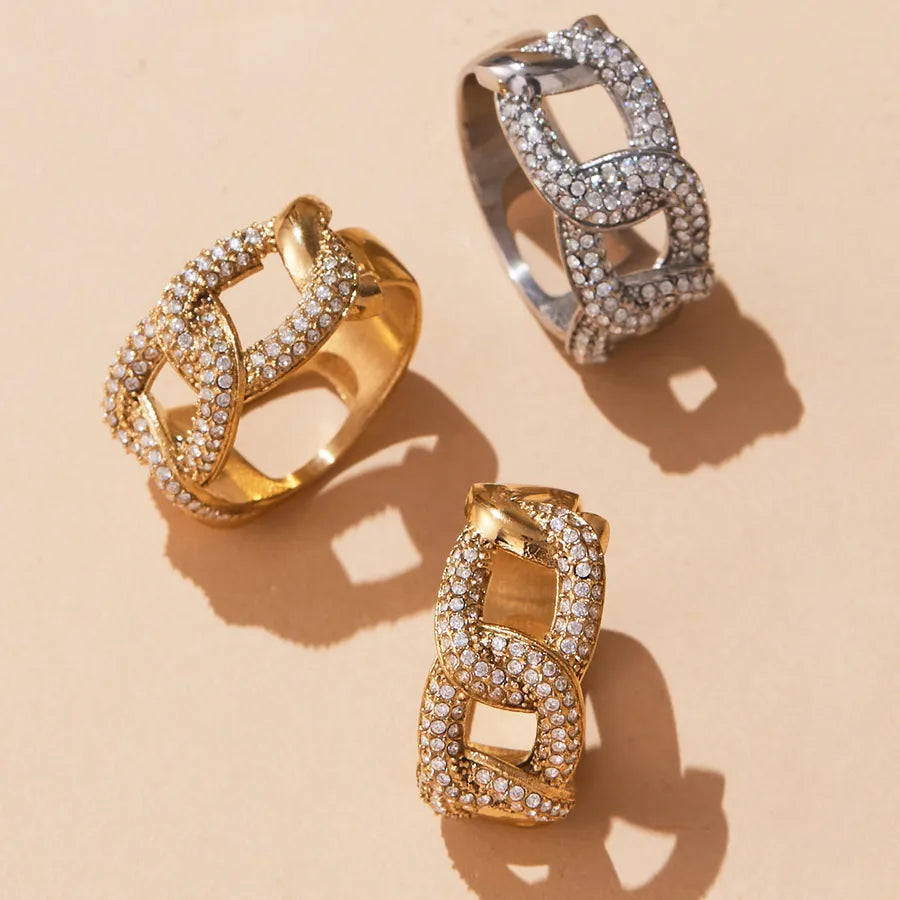 Gold Plated Geometric Zircon Ring for Women