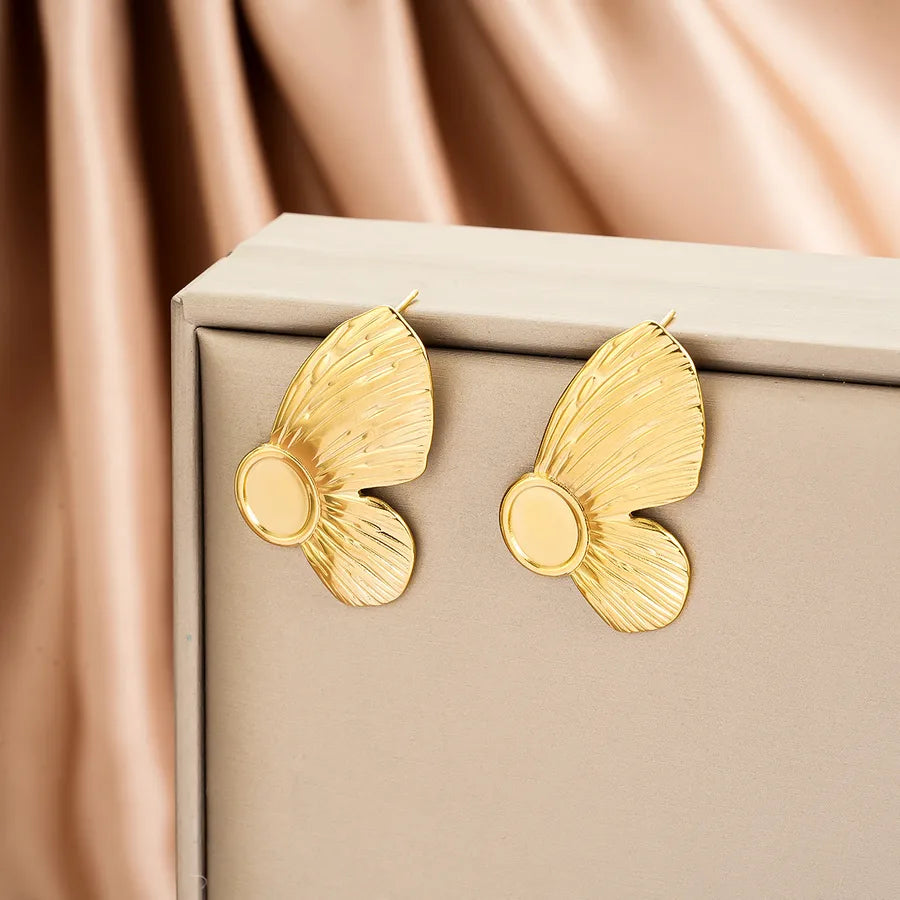 Irregular 18K Gold Plated Stainless Steel Earrings E1402-A (Gold Stud Earrings Pairs)