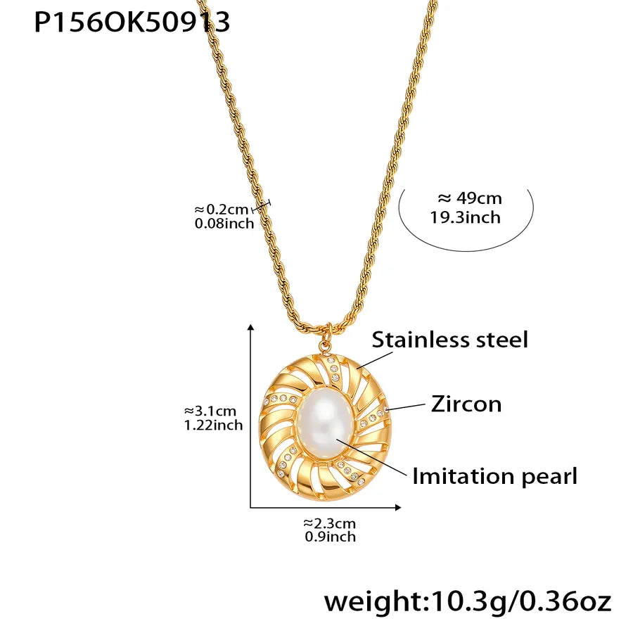 Gold Y Necklace with Zircon & Pearl Accents P156- Gold Necklace 49cm