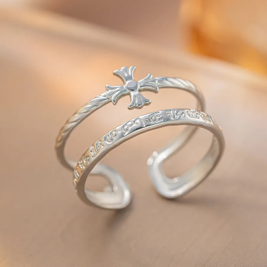 Gold Plated Geometric Titanium Steel Open Ring K106 Gold Ring Adjustable