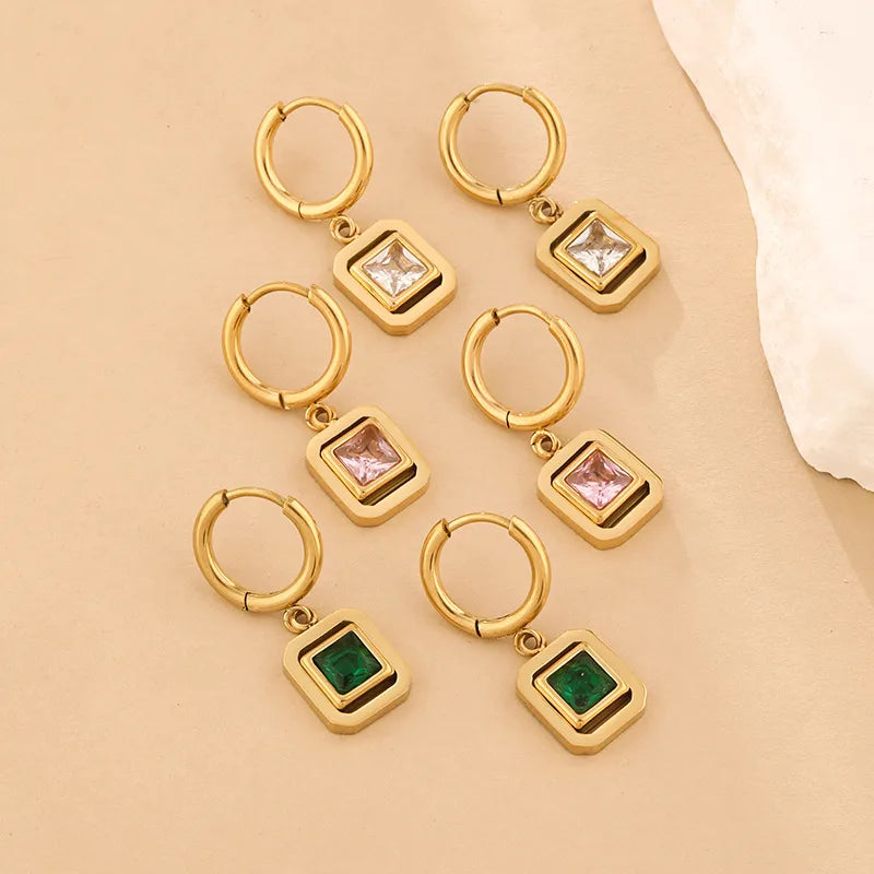 14K Gold Plated Purple Zircon Drop Earrings