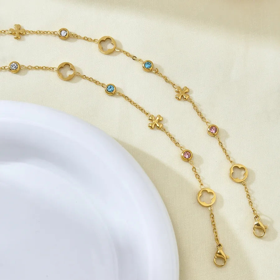 18K Gold Plated Zircon Flower Bracelet
