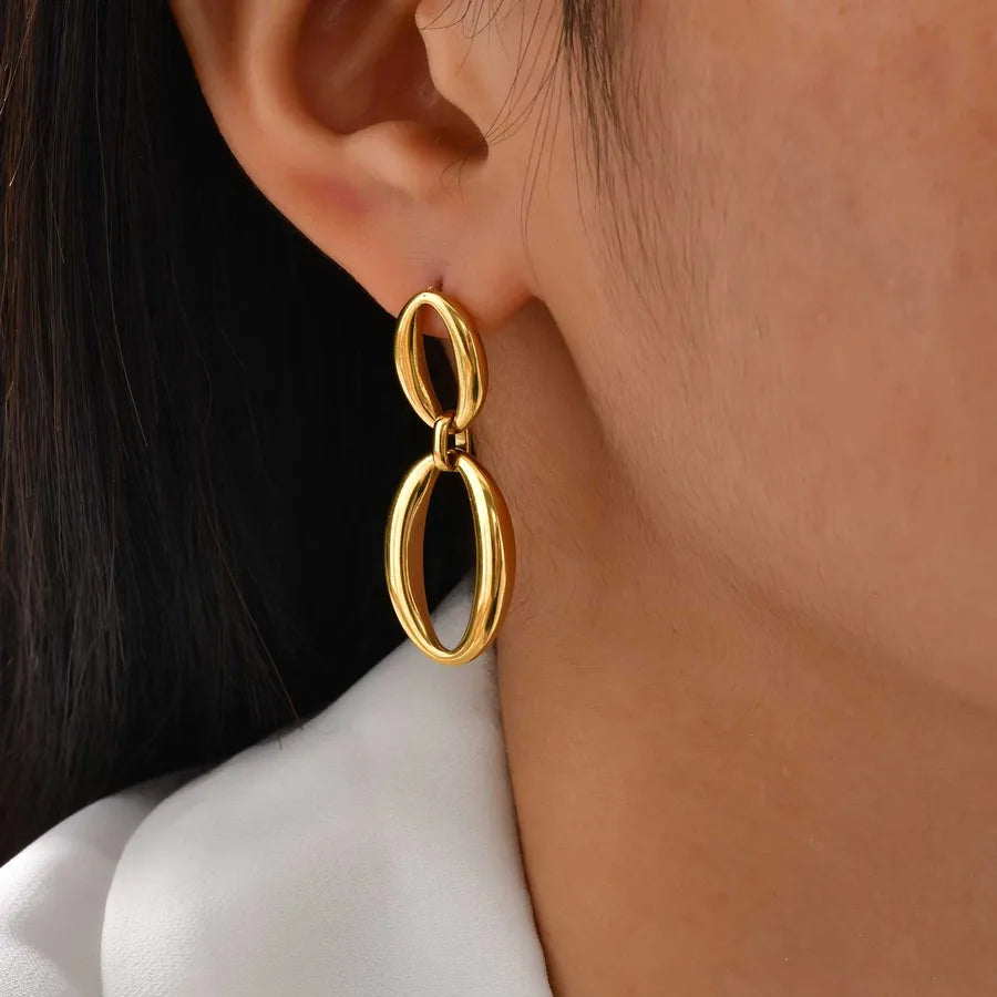 18K Gold Plated Geometric Stainless Steel Earrings