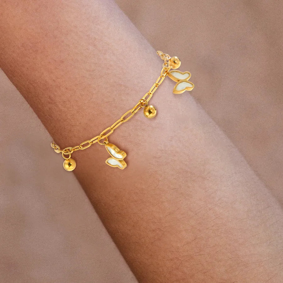 18K Gold Plated Butterfly Bead Bracelet