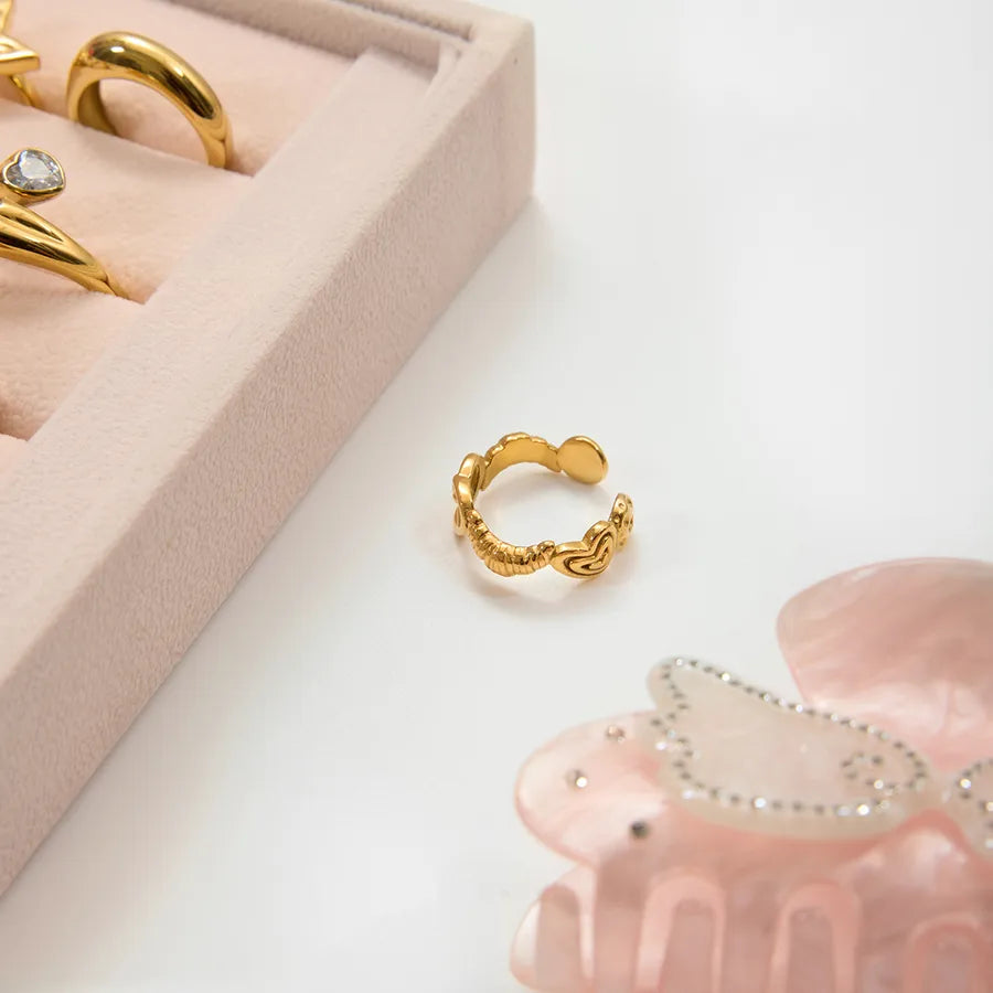 18K Gold Heart Stainless Steel Ring