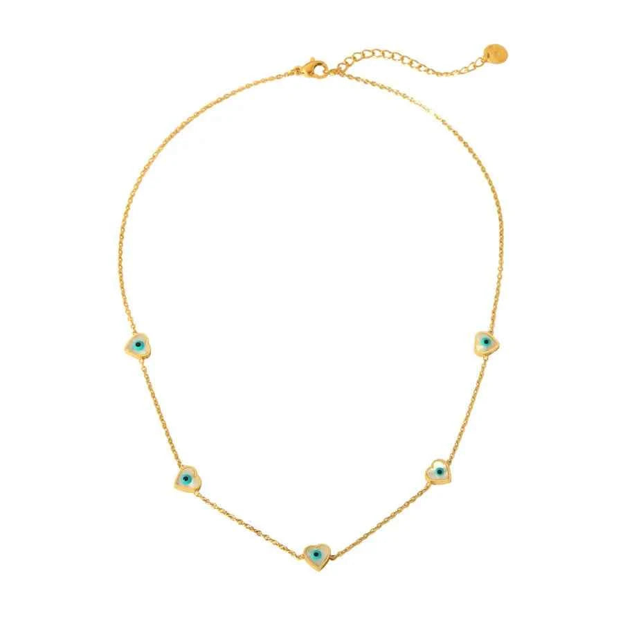 18K Gold Plated Heart Bracelet & Necklace Set