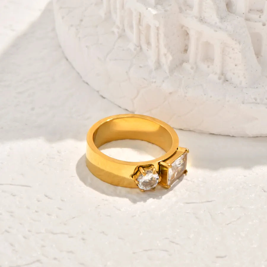 18K Gold Plated Hollow Chain Zircon Ring 5772601