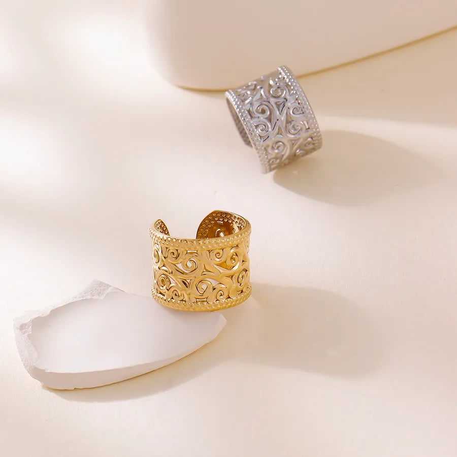 18K Gold Plated Geometric Open Ring for Women