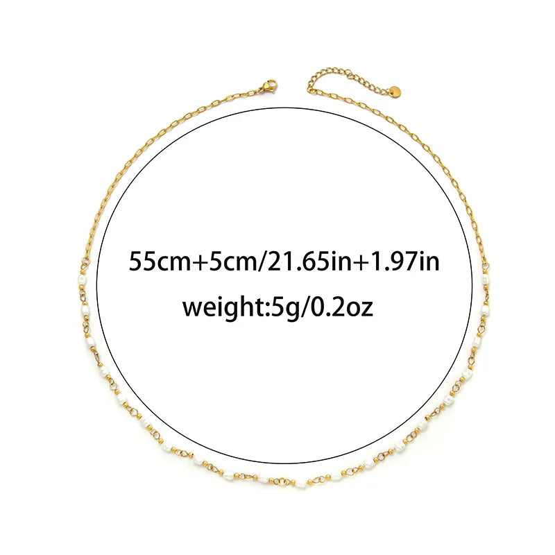 Elegant Gold-Plated Pearl Chain Necklace Gold
