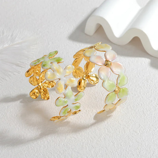 18K Gold Plated Open C-Shaped Bangle Bracelet