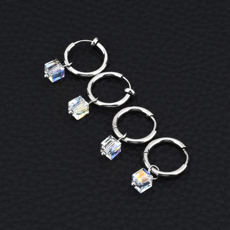 Unisex Geometric Titanium Steel Hoop Earrings