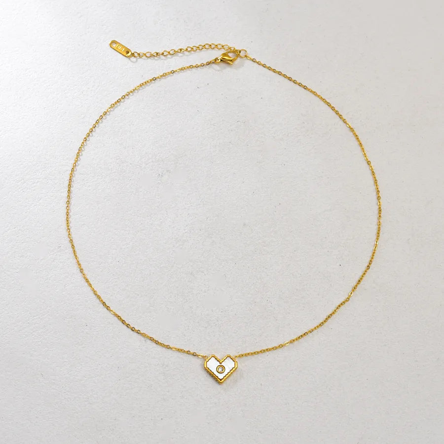 Gold Heart Shell Pendant Necklace for Women