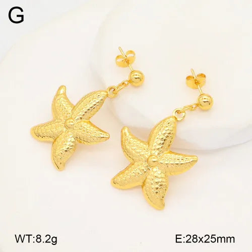 Gold Starfish & Octopus Stainless Steel Earrings