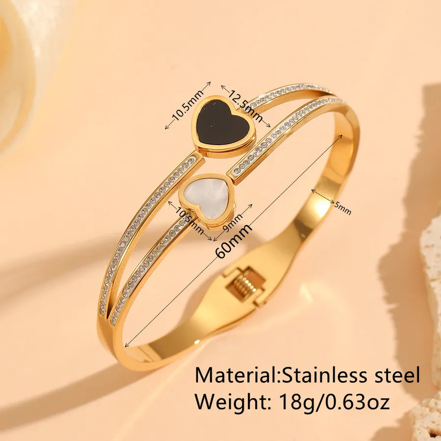 18K Gold Heart Bangle – Stainless Steel