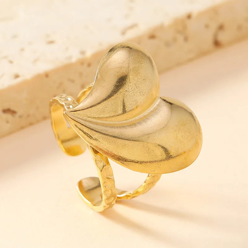 Gold Floral Butterfly Stainless Steel Ring Average Size Shaped Love